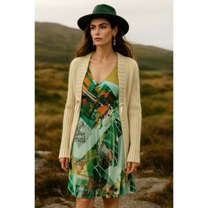 Save the Queen Asymmetrical Hem Abstract Print Sleeveless Dress XL